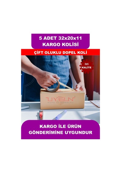 5 Adet 32x20x11 Cm Baskısız Çift Oluklu Boş Koli, Dopel Ürün Kolisi, Kargo Kolisi, Tssst
