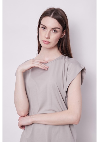 Jument Şık Likralı Span Kumaş Kolsuz Geniş Sıfır Yaka Düşük Omuzlu Basic Tshirt Bluz-gri Gri Jument Şık Likralı Span Kumaş Kolsuz Geniş Sıfır Yaka Düşük Omuzlu Basic Tshirt Bluz-gri Gri