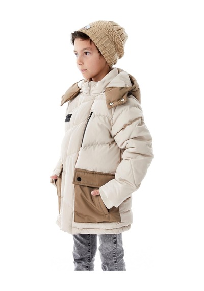 Benitto Kids Erkek Çocuk Kapüşonlu Kalın Kışlık Mont 51335 Bej