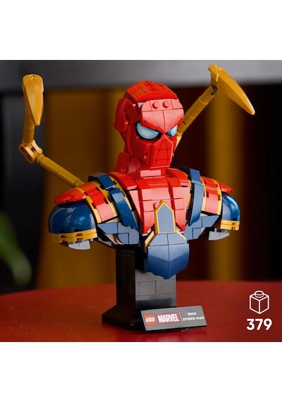 LEGO® ǀ Marvel Iron Örümcek Adam Büstü 76326 - Yetişkinler için Koleksiyonluk Sergileme Modeli Yapım Seti (379 Parça)