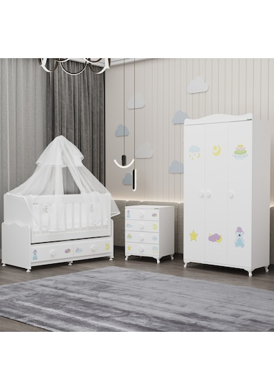 Elegant Yıldız 3 Bebek Odası Takımı Yatak Uykuseti - Uykucu Beyaz