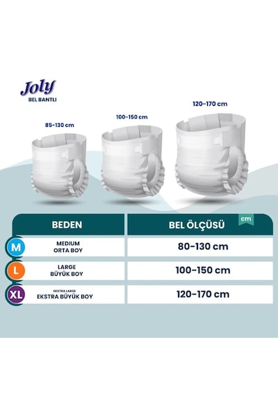 Joly Belbantlı Medium Orta Boy Hasta Bezi 30 Adet 1 Paket M