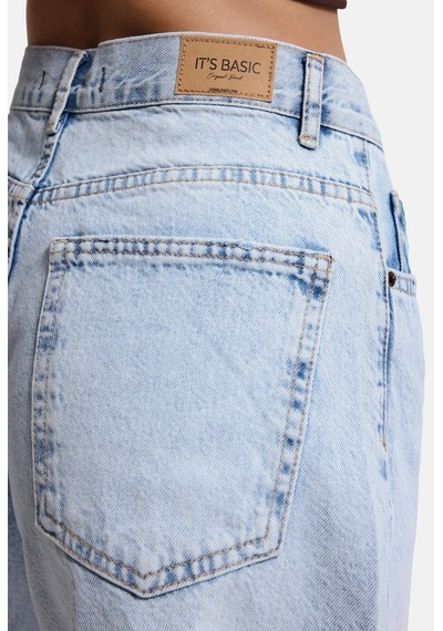 Itsbasic Kadın Ice 4s6-3 Midi Boy %100 Koton Relax Fit Denim Şort Ice Rengi