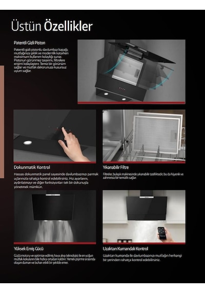 Tecna DA 671EB Dokunmatik Dekoratif Camlı Davlumbaz