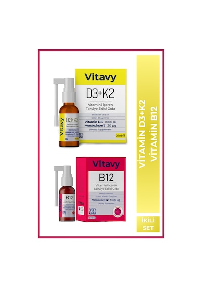 Vitavy D3k2 Vitamini Sprey 20 ML140 Puff + B12 Vitamini Sprey 10 ML