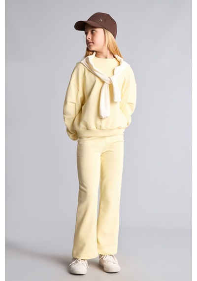 Defacto Bisiklet Yaka Sweatshirt Ve Nervürlü Pantolon 2li Takım Kız Çocuk I3868a826auyl498 Sarı-yl498