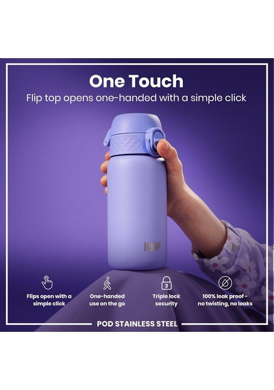 Ion8 - Paslanmaz Çelik Çocuk Suluk - Açık Mor - 400 Ml - Sızdırmaz Genel