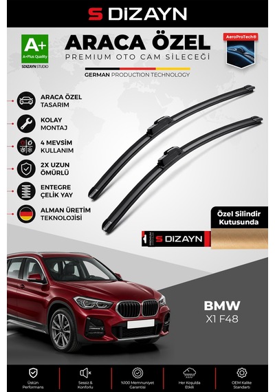 S-dizayn Bmw X1 F48 Ön Cam Silecek Seti 2015-2022 Premium Araca Özel 65-40 Cm A+ Kalite