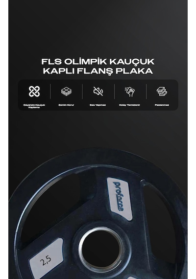 Proforce Kauçuk Kaplı Olimpik Ağırlık Plakası 25KG Sağlam Dökme Demir Plaka Ev ve Salon Kullanımına Uygun Tek Adet