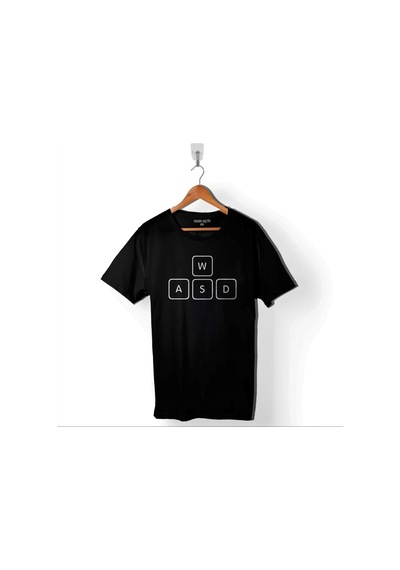 Gamer Player Bilgisayar Oyunu Klavye Tuş Wasd Baskılı Tişört Unisex T-shirt 001