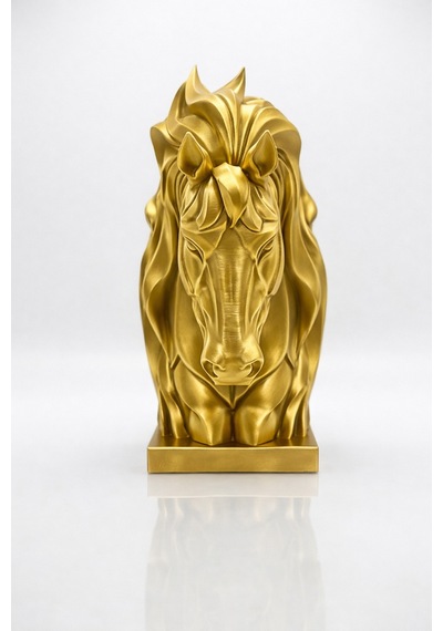 Modern Gold At Büstü Dekoratif Biblo Premium Masa & Salon Dekoru 3d Tasarım Heykel 16x14cm