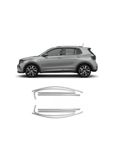 Autogp Vw T-cross Cam Çerçevesi Kenar Çıtası Krom Tamtur 10 Parça