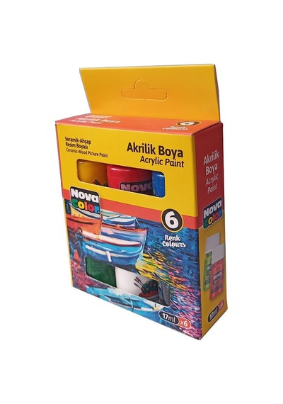 Akrilik Boya 6 Renk 17 Ml 1 Paket Akrilik Boya Seti 6 Lı Ahşap Tuval Taş Ağaç Boyamalar İçin İdea Boyama Seti