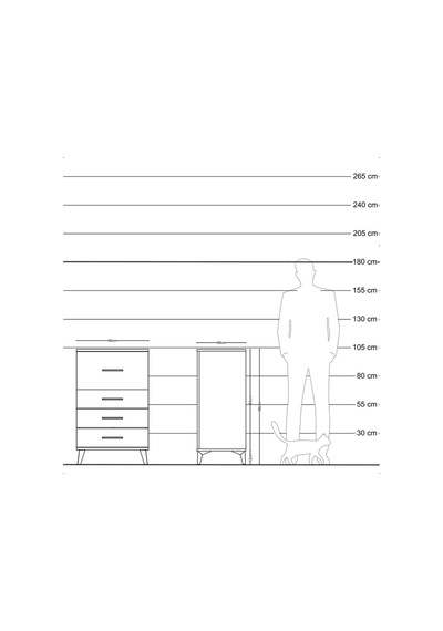 Kronos Komodin 4 Çekmeceli 60x59x96 Antrasit-aytaşı Antrasit