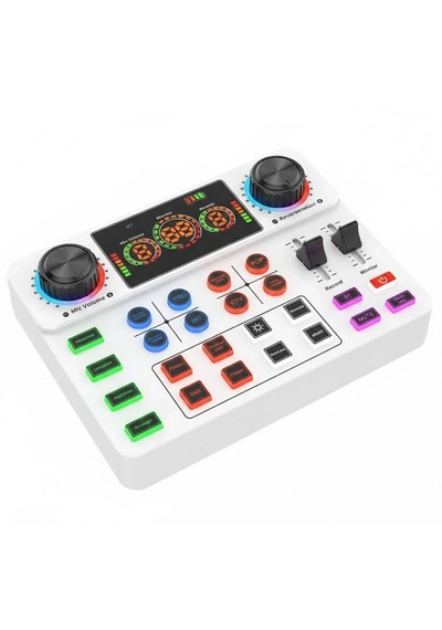 Canlı Yayın Ses Kartı 2 Mikrofon Girişli, Profesyonel Podcast & Twitch Sound Card