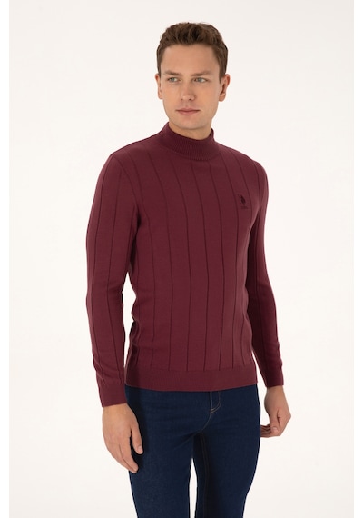 U.S. Polo Assn. Erkek Slim Fit Boğazlı Yaka Bordo Kazak 50315019-VR177