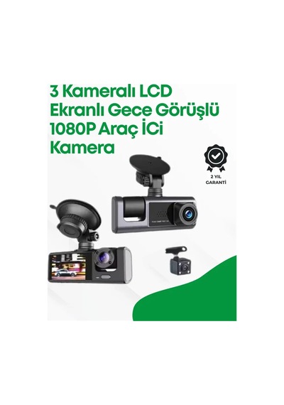 2. 0 Lcd Ekranlı, Döngüsel Kayıt Özellikli Üç Kameralı Oto Kamera