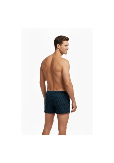 İki Yıldız Erkek Penye Baskı Desenli Boxer Bgl-st05011 Turkuaz
