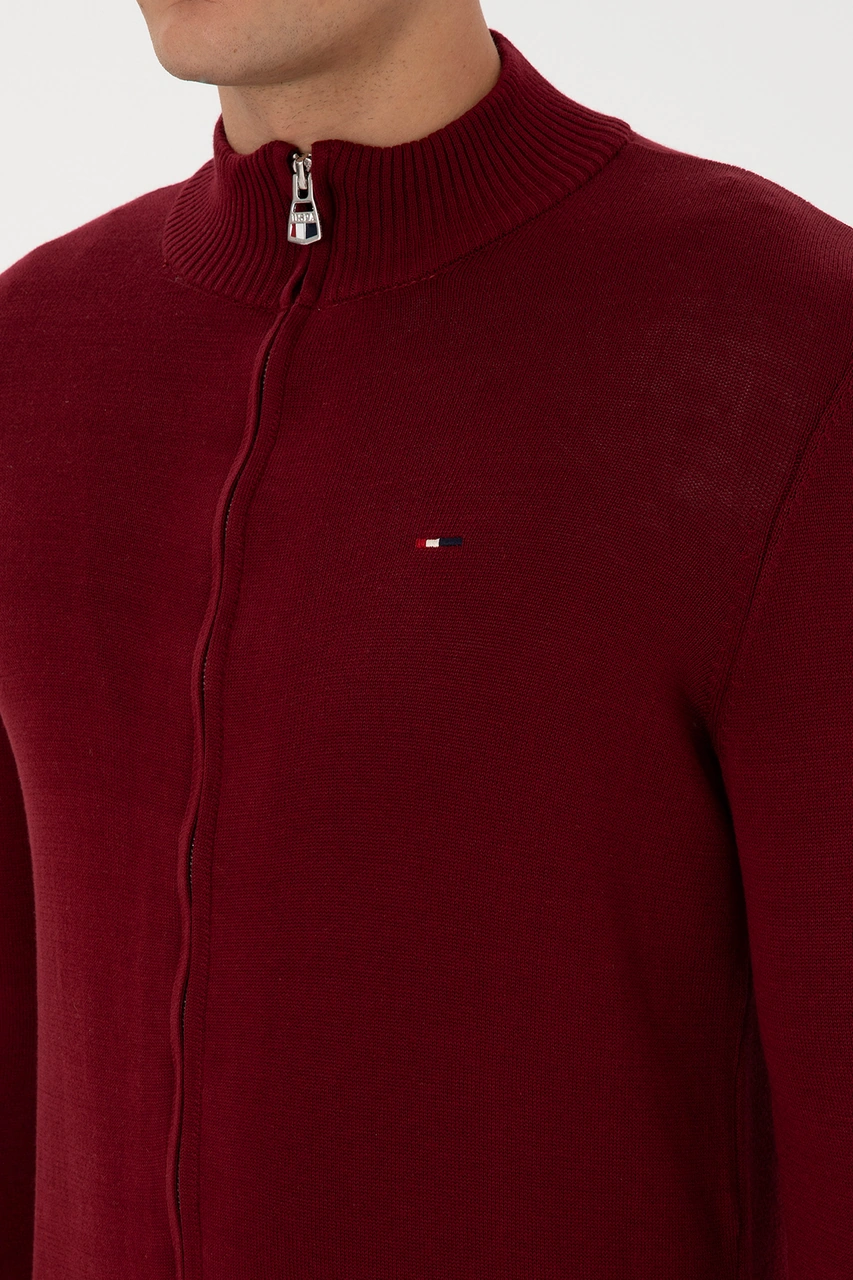 U.S. Polo Assn. Erkek Bordo Basic Triko Hırka 50313688-VR014