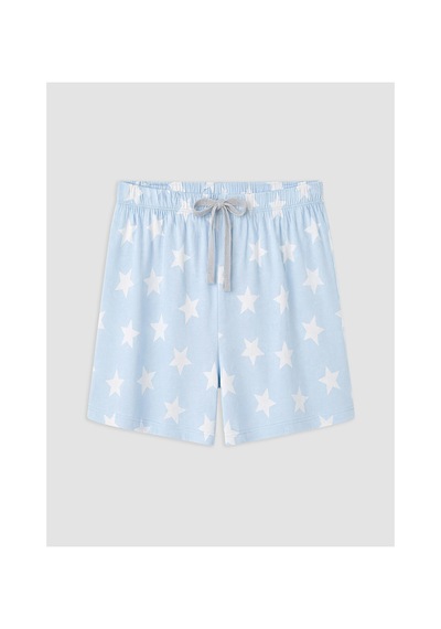 Lcw Dream Mavi Baskılı Kadın Şortlu Pijama Takımı
