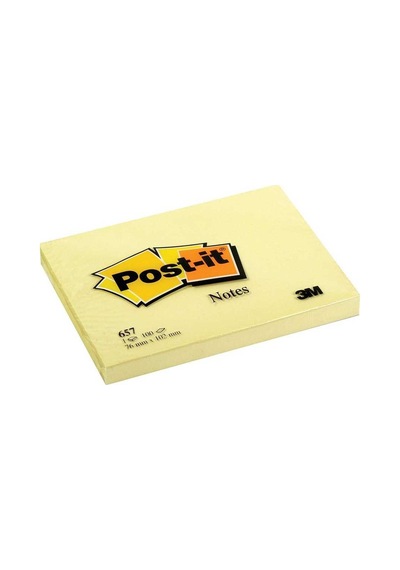 3M Post-It 657 Yapışkanlı Not Kağıdı 76 X 102 Mm 100 Yaprak - Sar