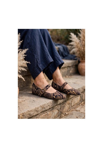 37brandshoes Yılan Derisi Desenli Babet Çok Renkli Çok Renkli