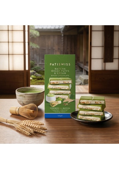 Buğday Patlaklı Krema Dolgulu Matchalı Beyaz Çikolata,100g