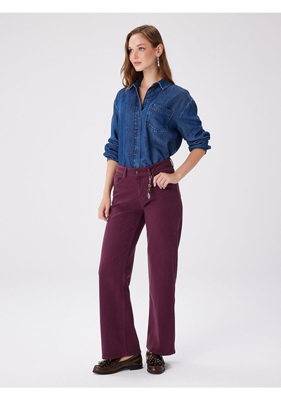 Faik Sönmez Wıdeleg Fit Gold Aksesuar Detaylı Elastanlı Jean Pantolon W27jpn001 Uw27jpn00140 Bordo
