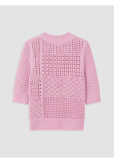 Lcw Comfort Pembe Bisiklet Yaka Ajurlu Kadın Triko Kazak