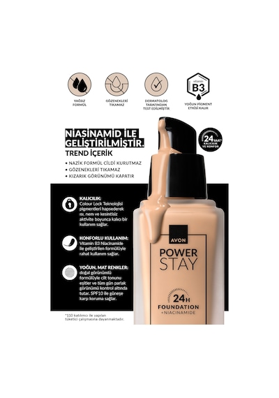 Avon Power Stay Mat Fondöten 220G Light Nude