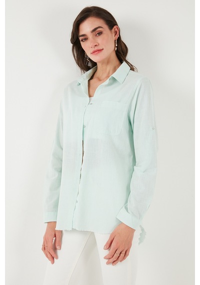 Lela Pamuklu Regular Fit Cepli Bayan Gömlek Cf25S16992 Mint