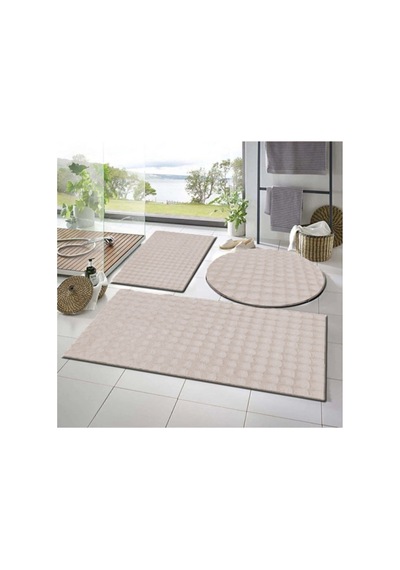 Raschel Carpet Balat Halı Kaymaz Taban Yıkanabilir Bubble Peluş Banyo Paspası Kahverengi