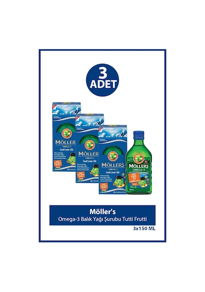 Möller's Omega-3 Balık Yağı Şurubu Tutti Frutti 150 Ml 3 Adet