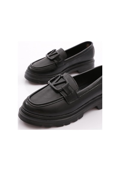Dgn 2621153 Kadın Tokalı Loafer Ayakkabı Siyah Yankı