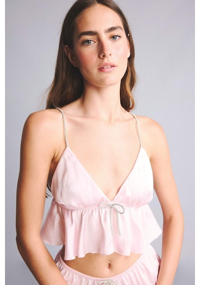 Defacto Regular Fıt Askılı Saten Pijama Üst G1175ax26sppn648 Pembe-pn648
