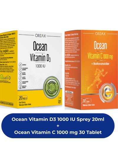 Ocean Vitamin D3 1000 Iu Sprey 20ml + Ocean Vitamin C 1000 Mg 30 Tablet