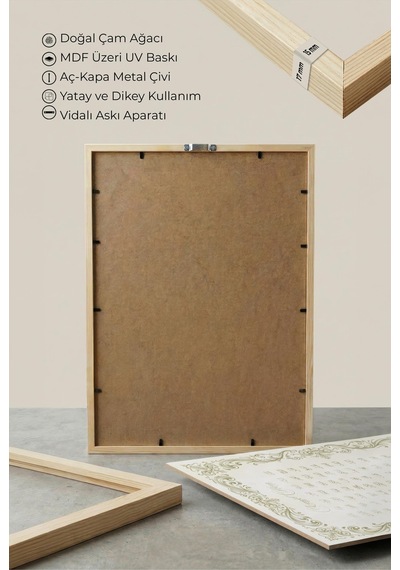 2 Adet Doğal Ahşap Çerçeveli Minimalist Ve Karanlık Doğa Temalı Vintage Tablo