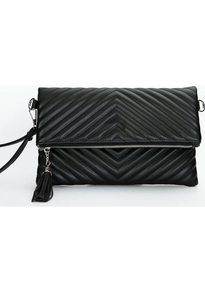 Mussen Uzun Askılı Kadın Clutch Portföy Çantası Siyah Siyah