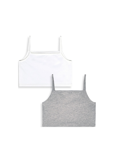 Denokids Kız Çocuk Crop Top 2'li Takım Askılı Gri Beyaz Crop Üst Çok Renkli Denokids Kız Çocuk Crop Top 2'li Takım Askılı Gri Beyaz Crop Üst Çok Renkli