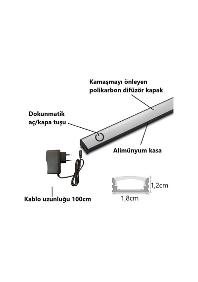 Dokunmatik 120cm Dim Edilebilir Tak Çalıştır Led Işık Mutfak, Dolap, Tezgah Altı, Duvar Dekoratif Gecelamba Beya Diğer