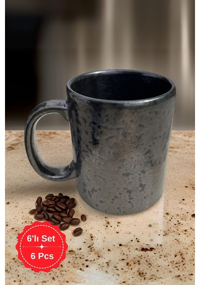 6 Lı Volcano Kupa Set, 300 Ml Siyah