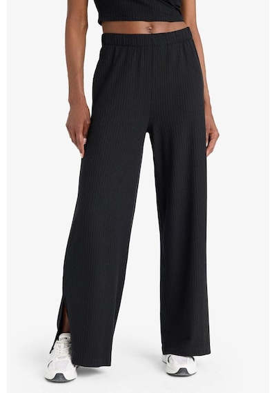 DeFactoFit Wide Leg Cepli Geniş Paça Yırtmaçlı Uzun İnce Sporcu Pantolon E2538AX25SMBK81