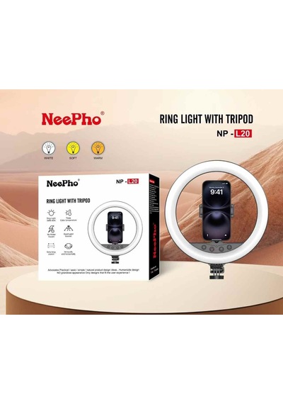 Apple Uyumlu iPhone  11 Pro Max  Np-l20s Profesyonel Ring Light Selfie Çubuğu Ve Tripod Seti