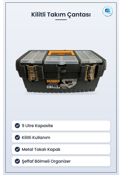 Takım Çantası 9 L Kilitli Plastik Avadanlık Metal Tokalı Organize