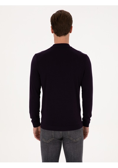 Cacharel Mürdüm Slim Fit Yün Karışımlı Çeyrek Balıkçı Yaka Basic Triko Kazak Pembe