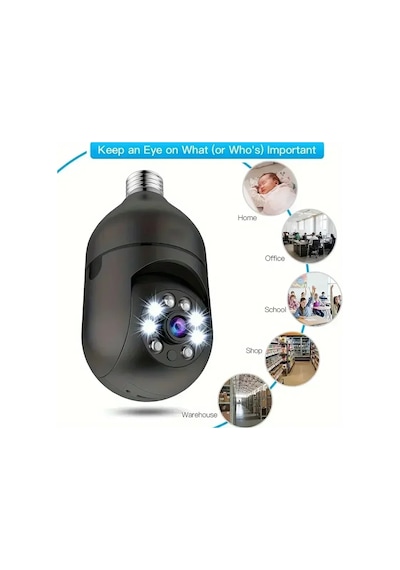 Panoramik Ampul Kamera Kablosuz E27 Ampul Kamera Projeksiyon 360 Derece
