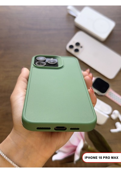 Apple iPhone 15 Pro Max Uyumlu Kamera Korumalı Darbeye Dayanıklı Renk Atmayan Keep Silikon Kılıf Haki