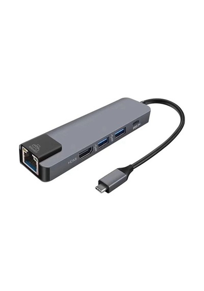 Type C To Pd+ssx2+hdtv+type C+rj45 Çevirici Adapter 5 Port