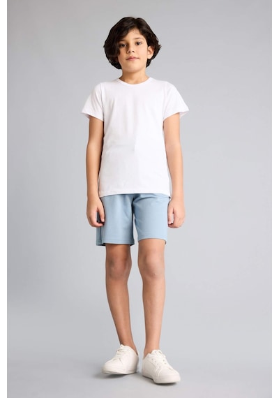 Defacto Regular Fıt Sweatshirt Kumaşı Şort Erkek Çocuk B5867a826smbe606 Mavi-be606