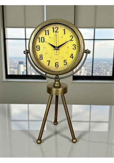 Retro Antique Üç Ayaklı Metal Eskitme Masa Saati Diğer